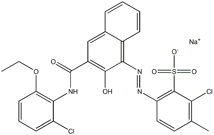 2-Chloro-3-methyl-6-[[3-[[(2-chloro-6-ethoxyphenyl)amino]carbonyl]-2-hydroxy-1-naphtyl]azo]benzenesulfonic acid sodium salt Struktur