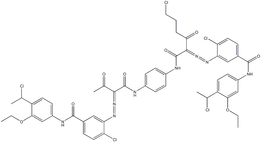 3,3'-[2-(2-Chloroethyl)-1,4-phenylenebis[iminocarbonyl(acetylmethylene)azo]]bis[N-[4-(1-chloroethyl)-3-ethoxyphenyl]-4-chlorobenzamide] Struktur