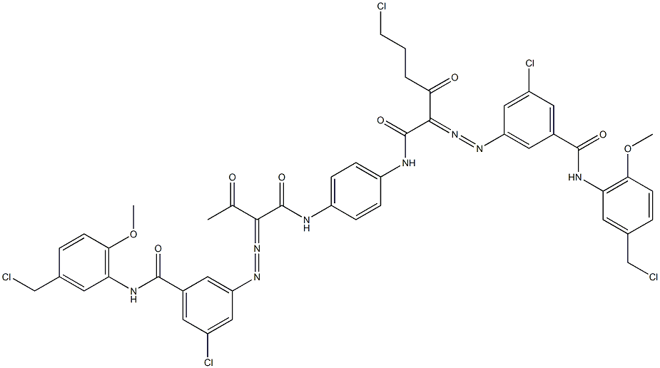 3,3'-[2-(2-Chloroethyl)-1,4-phenylenebis[iminocarbonyl(acetylmethylene)azo]]bis[N-[3-(chloromethyl)-6-methoxyphenyl]-5-chlorobenzamide] Struktur