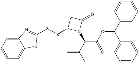 (2R)-2-[(2R)-2-[(Benzothiazol-2-yl)dithio]-4-oxoazetidin-1-yl]-3-methyl-3-butenoic acid benzhydryl ester Struktur