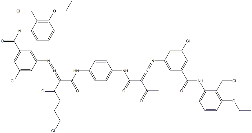 3,3'-[2-(2-Chloroethyl)-1,4-phenylenebis[iminocarbonyl(acetylmethylene)azo]]bis[N-[2-(chloromethyl)-3-ethoxyphenyl]-5-chlorobenzamide] Struktur