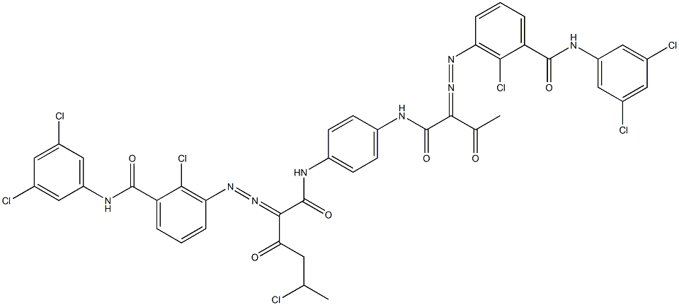 3,3'-[2-(1-Chloroethyl)-1,4-phenylenebis[iminocarbonyl(acetylmethylene)azo]]bis[N-(3,5-dichlorophenyl)-2-chlorobenzamide] Struktur