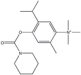 N,N,N,2-Tetramethyl-5-isopropyl-4-[(1-piperidinylcarbonyl)oxy]benzenaminium Struktur