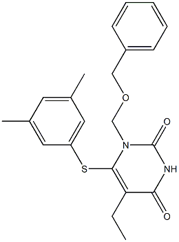 1-(Benzyloxymethyl)-5-ethyl-6-[(3,5-dimethylphenyl)thio]pyrimidine-2,4(1H,3H)-dione Struktur