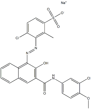 4-Chloro-2-methyl-3-[[3-[[(3-chloro-4-methoxyphenyl)amino]carbonyl]-2-hydroxy-1-naphtyl]azo]benzenesulfonic acid sodium salt Struktur