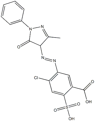 5-Chloro-2-carboxy-4-[[(2-phenyl-5-methyl-2,4-dihydro-3-oxo-3H-pyrazol)-4-yl]azo]benzenesulfonic acid Struktur