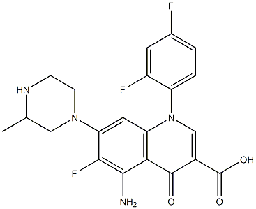 5-Amino-6-fluoro-1-(2,4-difluorophenyl)-1,4-dihydro-4-oxo-7-(3-methyl-1-piperazinyl)quinoline-3-carboxylic acid Struktur