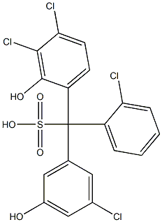 (2-Chlorophenyl)(3-chloro-5-hydroxyphenyl)(3,4-dichloro-2-hydroxyphenyl)methanesulfonic acid Struktur