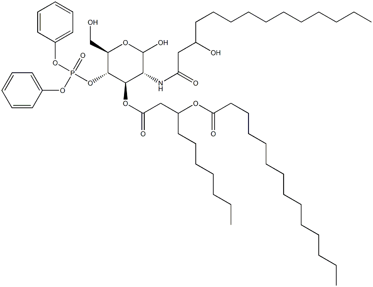 4-O-(Diphenoxyphosphinyl)-3-O-[3-(myristoyloxy)decanoyl]-2-[(3-hydroxymyristoyl)amino]-2-deoxy-D-glucopyranose Struktur