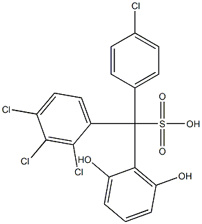 (4-Chlorophenyl)(2,3,4-trichlorophenyl)(2,6-dihydroxyphenyl)methanesulfonic acid Struktur