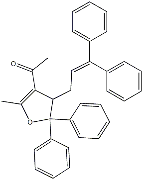 4,5-Dihydro-3-acetyl-2-methyl-4-(3,3-diphenyl-2-propenyl)-5,5-diphenylfuran Struktur