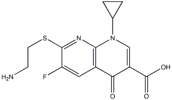 7-(2-Aminoethyl)thio-1-cyclopropyl-6-fluoro-1,4-dihydro-4-oxo-1,8-naphthyridine-3-carboxylic acid Struktur