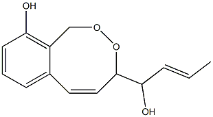 7-[(E)-1-Hydroxy-2-butenyl]-7,10-dihydro-8,9-dioxabenzocycloocten-1-ol Struktur