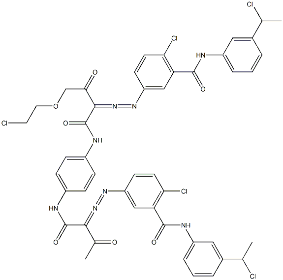 3,3'-[2-[(2-Chloroethyl)oxy]-1,4-phenylenebis[iminocarbonyl(acetylmethylene)azo]]bis[N-[3-(1-chloroethyl)phenyl]-6-chlorobenzamide] Struktur