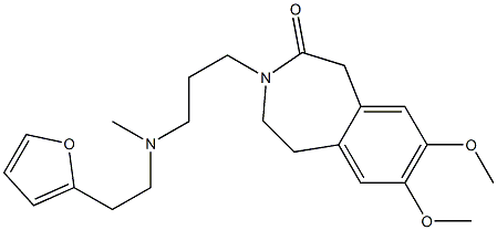 2,3-Dihydro-7,8-dimethoxy-3-[3-[N-[2-(2-furanyl)ethyl]-N-methylamino]propyl]-1H-3-benzazepin-4(5H)-one Struktur