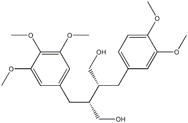 (2R,3R)-2-(3,4-Dimethoxybenzyl)-3-(3,4,5-trimethoxybenzyl)-1,4-butanediol Struktur