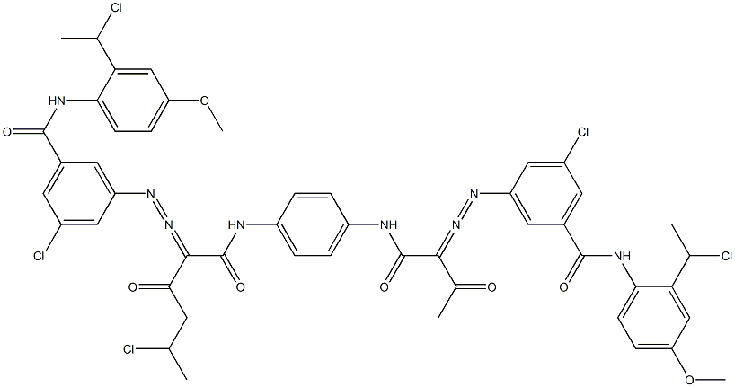 3,3'-[2-(1-Chloroethyl)-1,4-phenylenebis[iminocarbonyl(acetylmethylene)azo]]bis[N-[2-(1-chloroethyl)-4-methoxyphenyl]-5-chlorobenzamide] Struktur