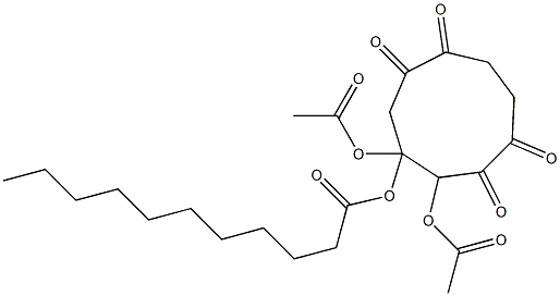 2,3-Bis(acetyloxy)-1,5-dioxa-6,9-dioxo-3-undecanoyloxycyclononane Struktur