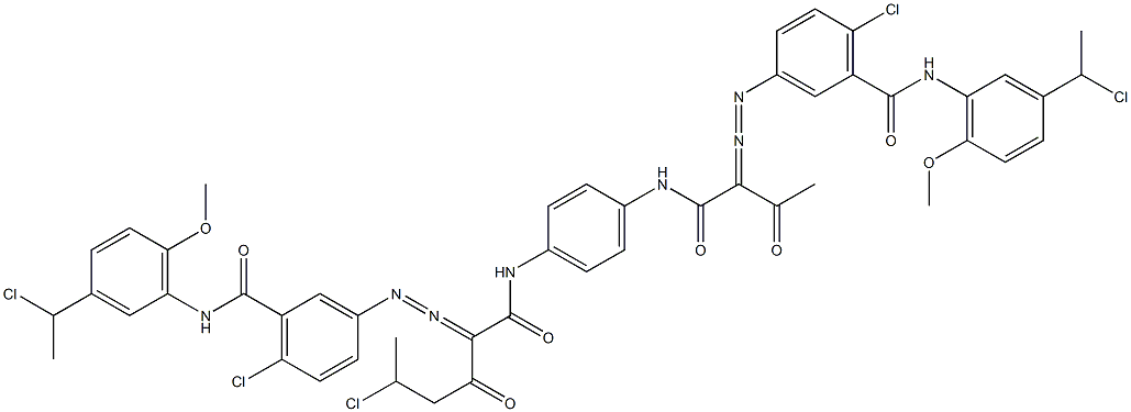 3,3'-[2-(1-Chloroethyl)-1,4-phenylenebis[iminocarbonyl(acetylmethylene)azo]]bis[N-[3-(1-chloroethyl)-6-methoxyphenyl]-6-chlorobenzamide] Struktur