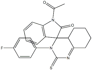 1'-Acetyl-3-(4-fluorophenyl)-2-thioxo-1',2,2',4a,5,6,7,8-octahydrospiro[quinazoline-4(3H),3'-[3H]indol]-2'-one Struktur