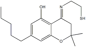 3,4-Dihydro-2,2-dimethyl-4-[2-mercaptoethylimino]-7-pentyl-2H-1-benzopyran-5-ol Struktur