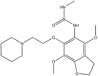 1-[4,7-Dimethoxy-6-(2-piperidinoethoxy)-2,3-dihydrobenzofuran-5-yl]-3-methylurea Struktur