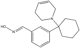 3-[1-[(1,2,3,6-Tetrahydropyridin)-1-yl]cyclohexyl]benzaldehyde oxime Struktur