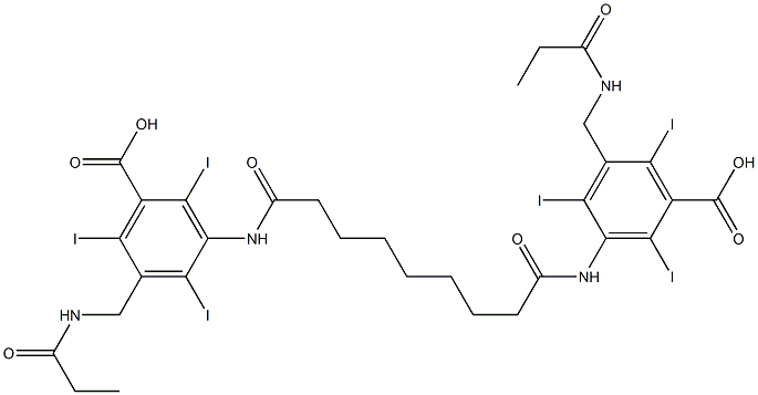 3,3'-(Azelaoyldiimino)bis[5-(propionylaminomethyl)-2,4,6-triiodobenzoic acid] Struktur