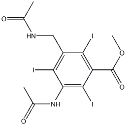 3-Acetylamino-5-acetylaminomethyl-2,4,6-triiodobenzoic acid methyl ester Struktur