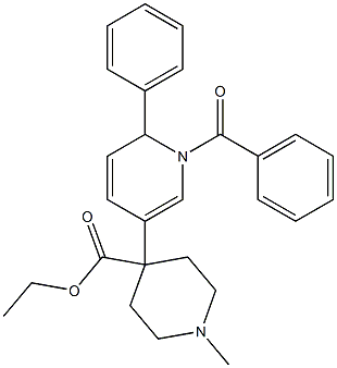 1-Methyl-4-[(1,6-dihydro-1-benzoyl-6-phenylpyridin)-3-yl]piperidine-4-carboxylic acid ethyl ester Struktur