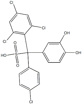 (4-Chlorophenyl)(2,4,6-trichlorophenyl)(3,4-dihydroxyphenyl)methanesulfonic acid Struktur