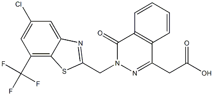 3-[(5-Chloro-7-trifluoromethyl-2-benzothiazolyl)methyl]-3,4-dihydro-4-oxophthalazine-1-acetic acid Struktur