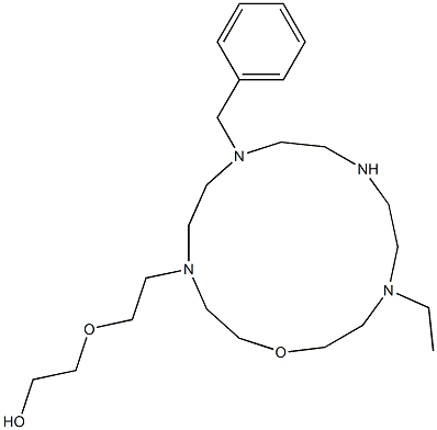 2-[2-[13-Ethyl-7-benzyl-1-oxa-4,7,10,13-tetraazacyclopentadecan-4-yl]ethoxy]ethanol Struktur