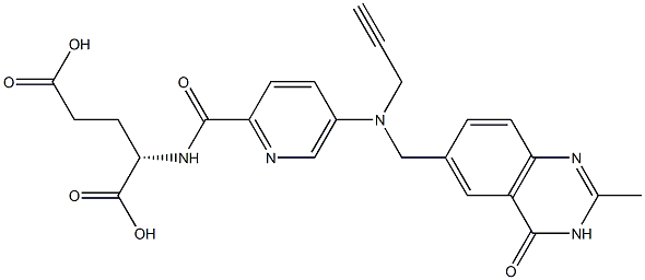 (2S)-2-[5-[N-(2-Propynyl)-N-[[(3,4-dihydro-2-methyl-4-oxoquinazolin)-6-yl]methyl]amino]-2-pyridinylcarbonylamino]glutaric acid Struktur