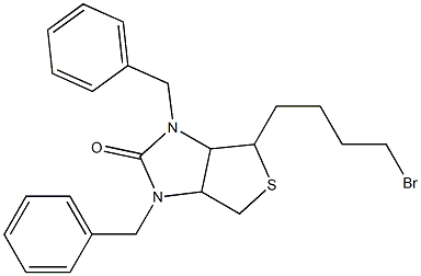 2,4-Dibenzyl-6-(4-bromobutyl)-7-thia-2,4-diazabicyclo[3.3.0]octan-3-one Struktur