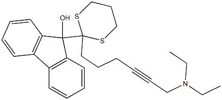 9-[2-(6-Diethylamino-4-hexynyl)-1,3-dithian-2-yl]-9H-fluoren-9-ol Struktur