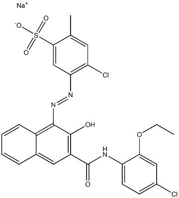 4-Chloro-2-methyl-5-[[3-[[(4-chloro-2-ethoxyphenyl)amino]carbonyl]-2-hydroxy-1-naphtyl]azo]benzenesulfonic acid sodium salt Struktur