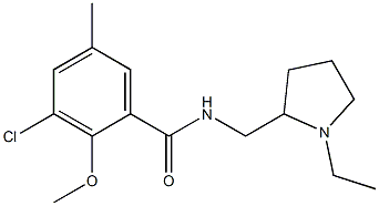 N-[(1-Ethyl-2-pyrrolidinyl)methyl]-2-methoxy-3-chloro-5-methylbenzamide Struktur