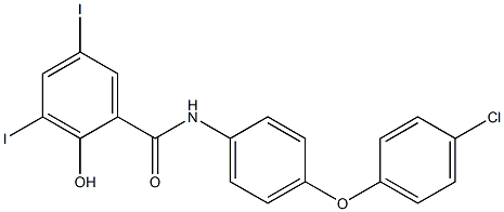 N-[4-(4-Chlorophenoxy)phenyl]-2-hydroxy-3,5-diiodobenzamide Struktur