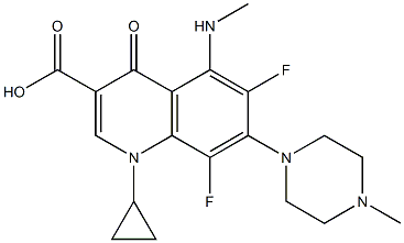 1-Cyclopropyl-6,8-difluoro-1,4-dihydro-5-methylamino-7-(4-methyl-1-piperazinyl)-4-oxoquinoline-3-carboxylic acid Struktur