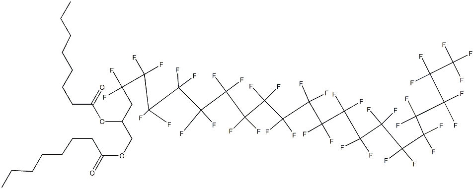 Dioctanoic acid 4,4,5,5,6,6,7,7,8,8,9,9,10,10,11,11,12,12,13,13,14,14,15,15,16,16,17,17,18,18,19,19,20,20,21,21,22,22,23,23,23-hentetracontafluoro-1,2-tricosanediyl ester Structure