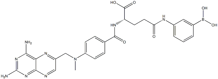 (S)-2-[4-[N-(2,4-Diaminopteridin-6-ylmethyl)(methyl)amino]benzoylamino]-5-(3-boronophenylamino)-5-oxovaleric acid Struktur