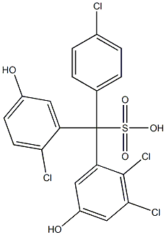 (4-Chlorophenyl)(2-chloro-5-hydroxyphenyl)(2,3-dichloro-5-hydroxyphenyl)methanesulfonic acid Struktur