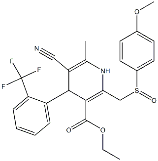 5-Cyano-1,4-dihydro-6-methyl-2-[(4-methoxyphenylsulfinyl)methyl]-4-(2-trifluoromethylphenyl)pyridine-3-carboxylic acid ethyl ester Struktur