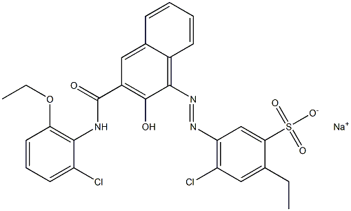 4-Chloro-2-ethyl-5-[[3-[[(2-chloro-6-ethoxyphenyl)amino]carbonyl]-2-hydroxy-1-naphtyl]azo]benzenesulfonic acid sodium salt Struktur