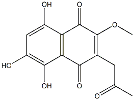 5,8-Dihydroxy-2-methoxy-6-hydroxy-3-(2-oxopropyl)-1,4-naphthoquinone Struktur