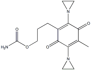 Carbamic acid 3-[2,5-bis(1-aziridinyl)-3,6-dioxo-4-methyl-1,4-cyclohexadienyl]propyl ester Struktur