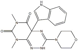 6,8-Dimethyl-2,4a-dihydro-3-morpholino-4a-(1H-indol-3-yl)pyrimido[5,4-e]-1,2,4-triazine-5,7(6H,8H)-dione Struktur