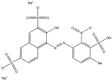 3-Hydroxy-4-[(4-sodiosulfo-2-nitrophenyl)azo]naphthalene-2,7-disulfonic acid disodium salt Struktur