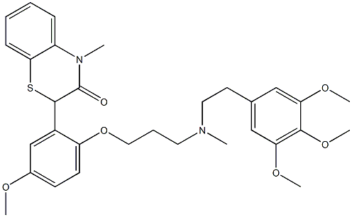 2-[2-[3-[N-[2-(3,4,5-Trimethoxyphenyl)ethyl]methylamino]propyloxy]-5-methoxyphenyl]-4-methyl-4H-1,4-benzothiazin-3(2H)-one Struktur